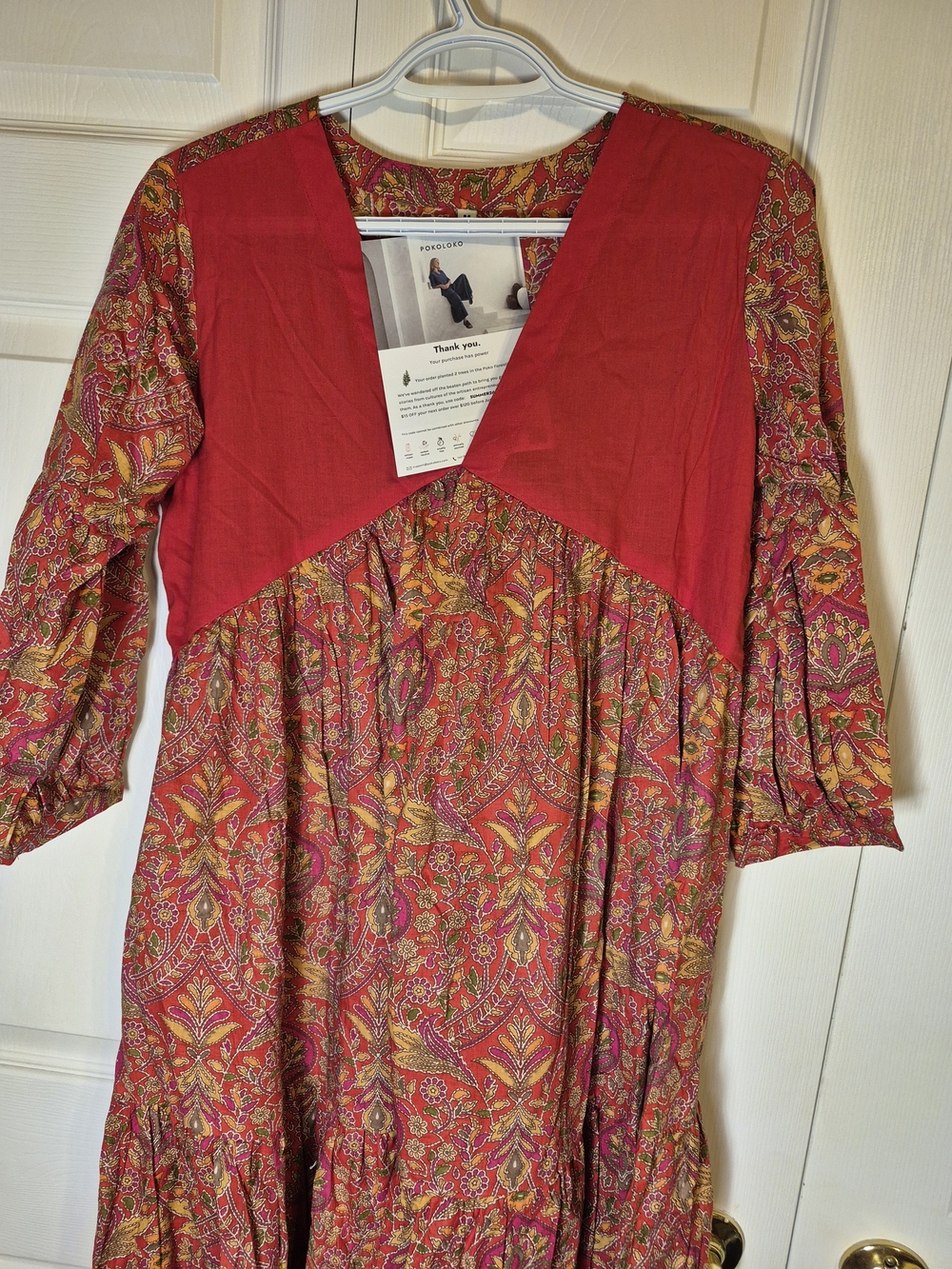 Pokoloko Women's Midi Dress in Red Floral Print